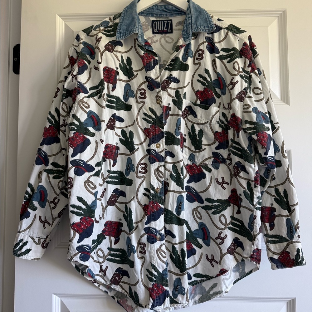 Vintage Quizz Western Denim Boot Button-up